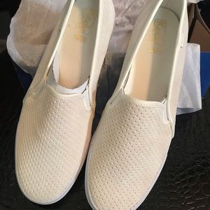 Keds Off-White Textured Slip-On Sneakers